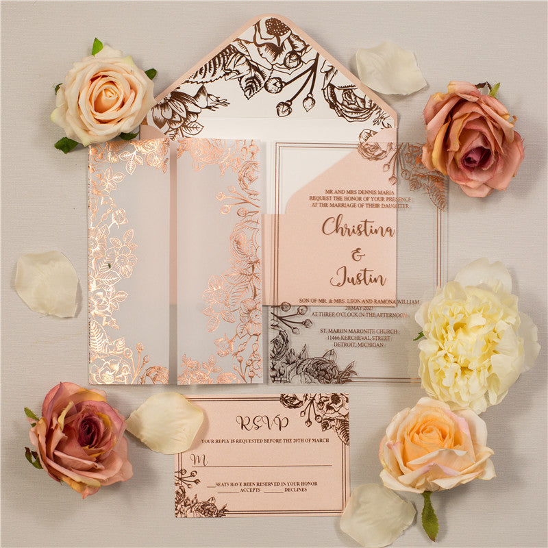 Acrylic Wedding Invitation Luxury Foil Clear Acrylic TWEACR15