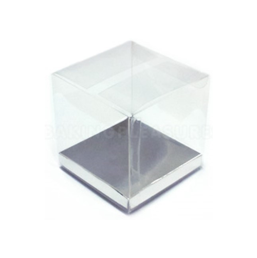 7cm Clear Cube Box Silver Base