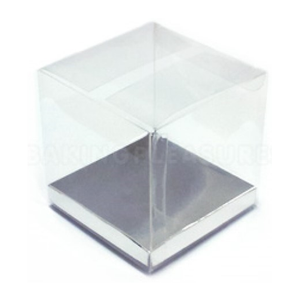 9cm Clear Cube Box Silver Base