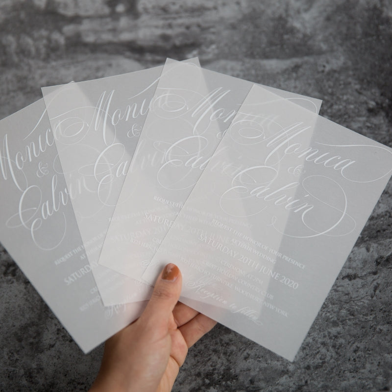 Vogue Script Flat Vellum Invitation