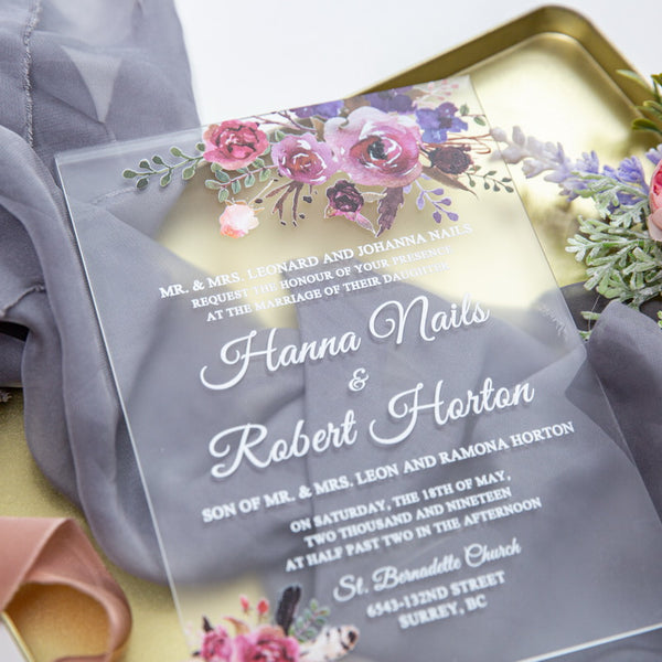 Floral Frosted Acrylic Invitation