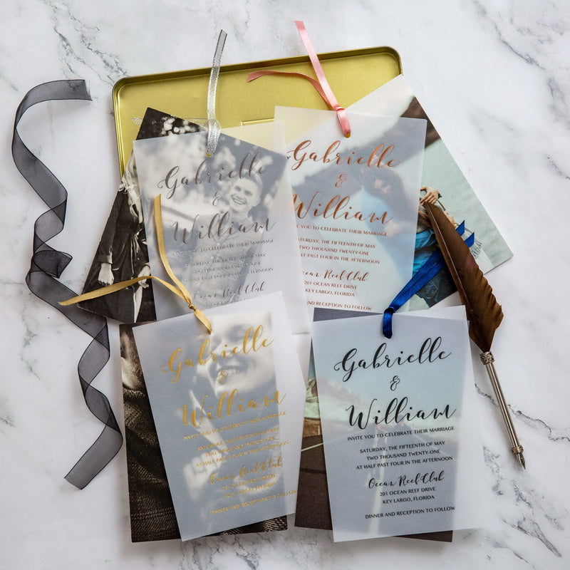 Modern Custom Photo Overlay Vellum Invitation