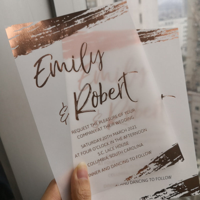 Elegant Brushed Foil Flat Vellum Invitation