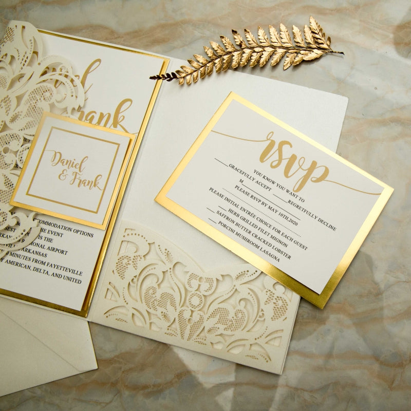 Luxury Lace Tri-fold Pocket Invitation (Ready 2 GO Set)