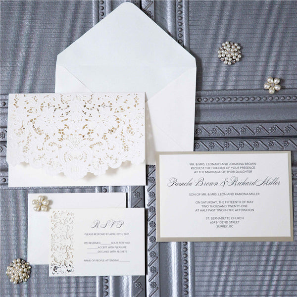 Exclusive White Tri-fold Pocket Invitation (Ready 2 GO Set)