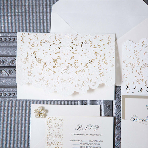Exclusive White Tri-fold Pocket Invitation (Ready 2 GO Set)