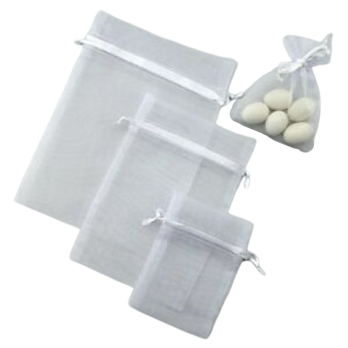 Medium Organza Bags - White - 10 x 15cm