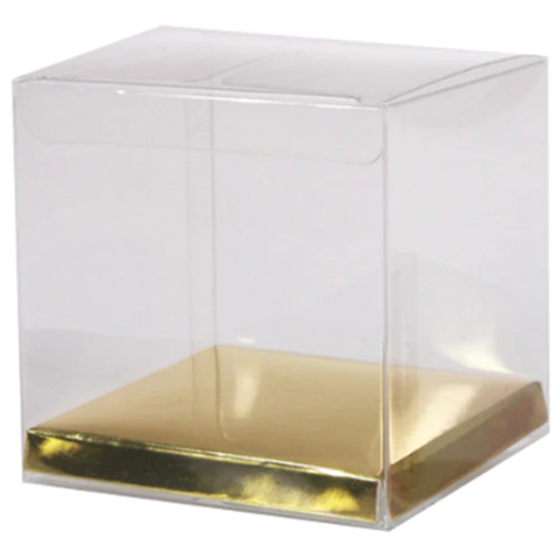 10cm Clear Cube Box Gold Base