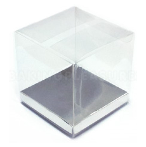 10cm Clear Cube Box Silver Base