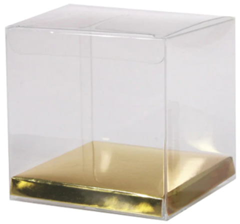 11cm Clear Cube Box Gold Base