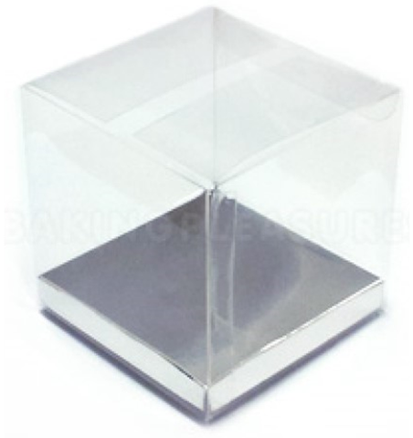 12cm Clear Cube Box Silver Base