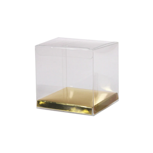 4.5cm Clear Cube Box Gold Base The Wedding Emporium