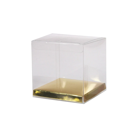 4.5cm Clear Cube Box Gold Base
