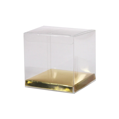 5cm Clear Cube Box Gold Base