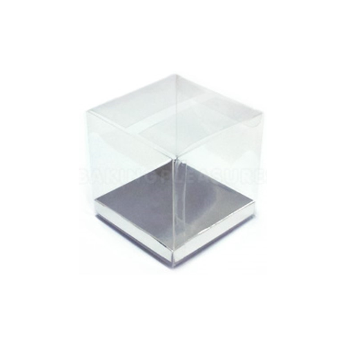 5cm Clear Cube Box Silver Base