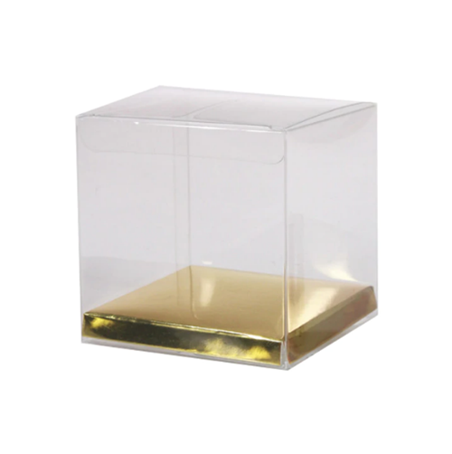 6cm Clear Cube Box Gold Base