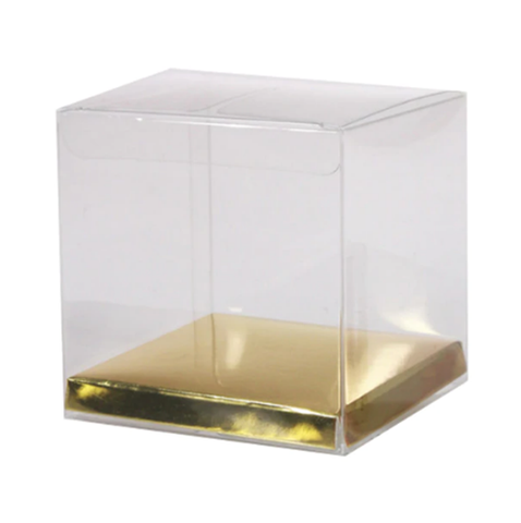 7.5cm Clear Cube Box Gold Base