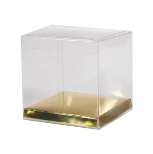 7cm Clear Cube Box Gold Base
