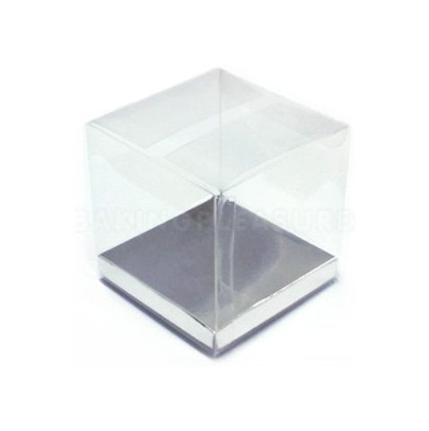 7cm Clear Cube Box Silver Base