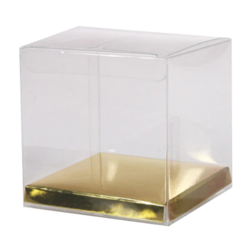 8cm Clear Cube Box Gold Base