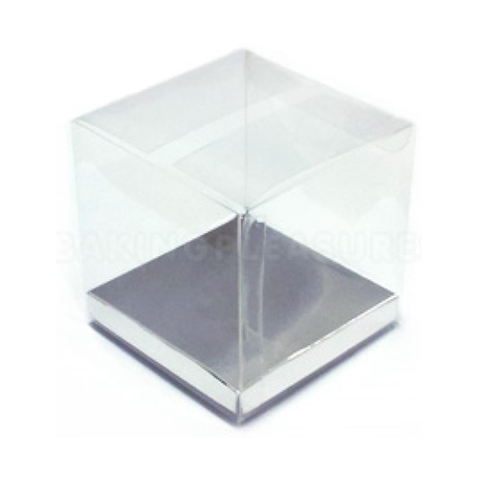8cm Clear Cube Box Silver Base