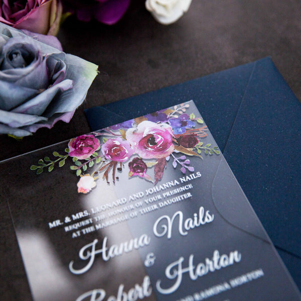 Colourful Floral Acrylic Invitation