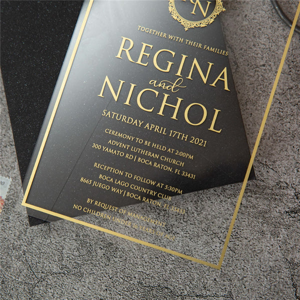 Modern Gold Acrylic Invitation
