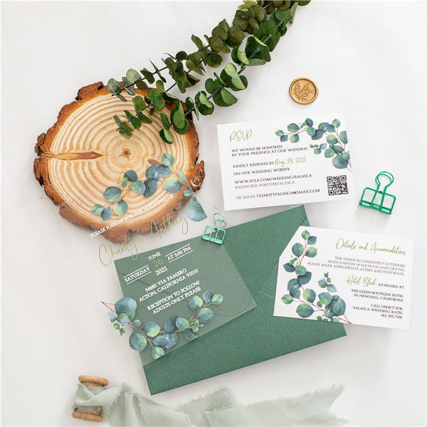 Greenery Eucalyptus Acrylic Invitation