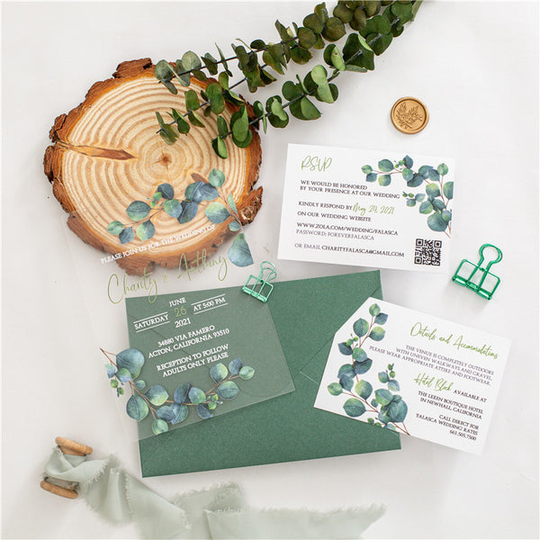 Greenery Eucalyptus Acrylic Invitation
