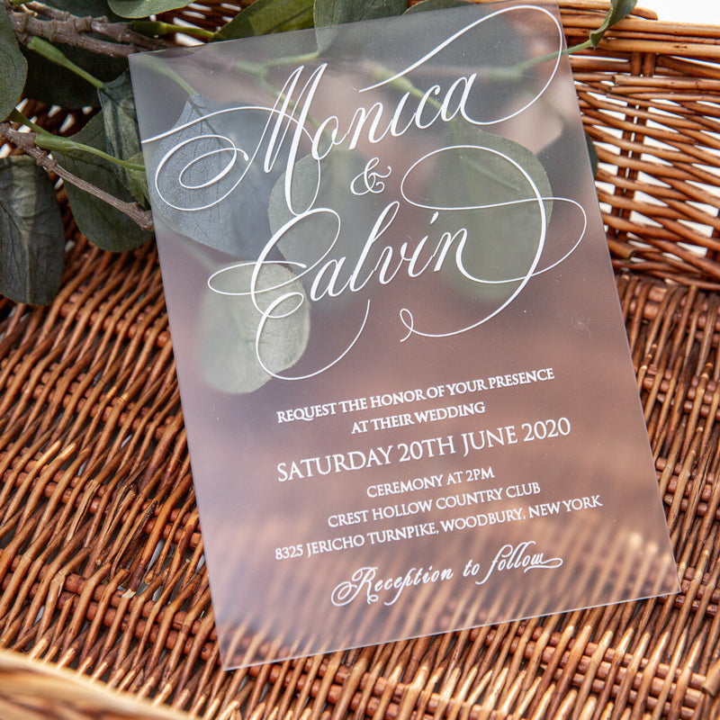Frosted Acrylic Invitation with White UV printing