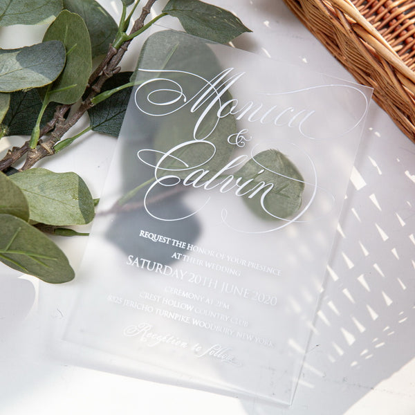 Frosted Acrylic Invitation with White UV printing