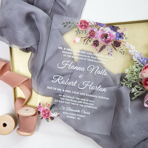 Frosted Acrylic Floral Invitation