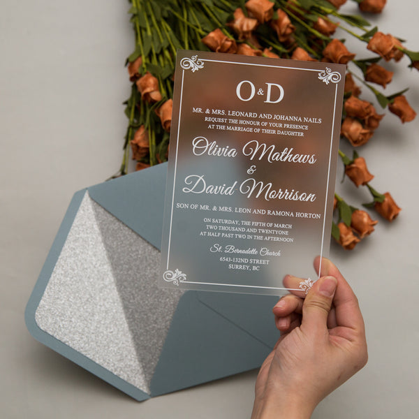 Simple Border Frosted Acrylic Invitation