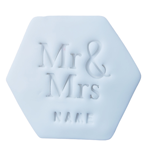 Mr & Mrs Surname - 6cm Hexagon Sugar Cookie