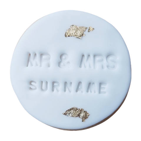 Mr & Mrs Surname - 6cm Round Sugar Cookie