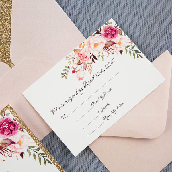 Classic Floral Tri-fold Pocket Invitation (Ready 2 GO Set)