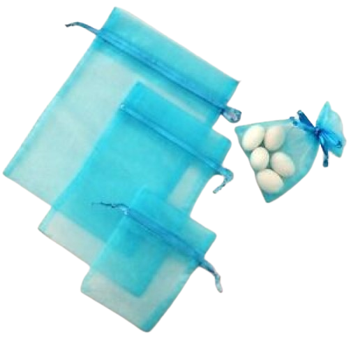 Small Organza Bags - Aquamarine - 7 x 9cm