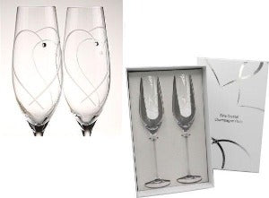 Two Hearts Toasting Glasses