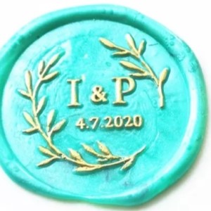 Olive Initials - Self-Adhesive Custom Wax Seals