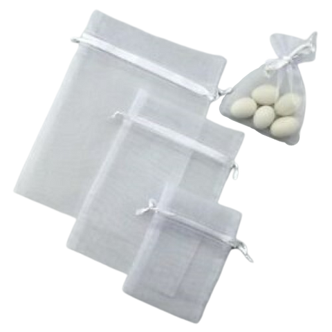 Medium Organza Bags - White - 10 x 15cm